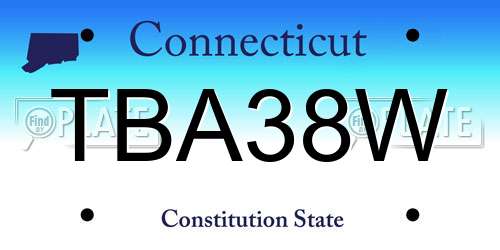 TBA38W Connecticut License Plate