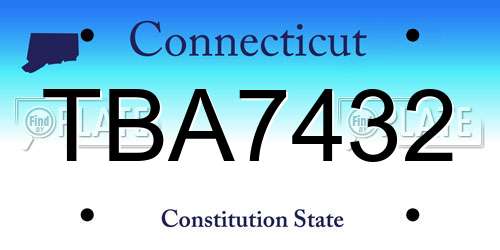 TBA7432 Connecticut License Plate