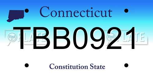TBB0921 Connecticut License Plate