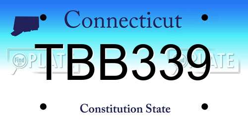 TBB339 Connecticut License Plate