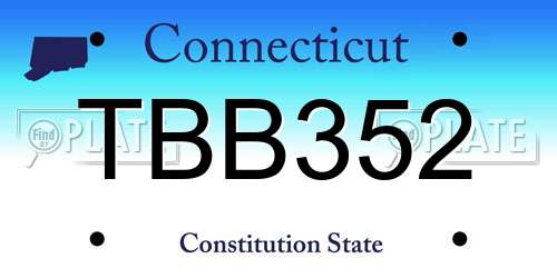 TBB352 Connecticut License Plate