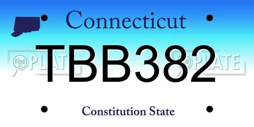 TBB382 Connecticut License Plate