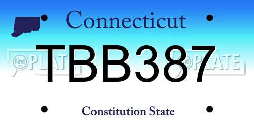 TBB387 Connecticut License Plate