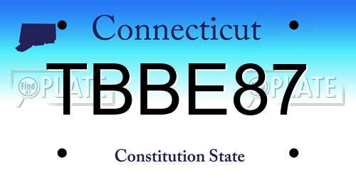 TBBE87 Connecticut License Plate