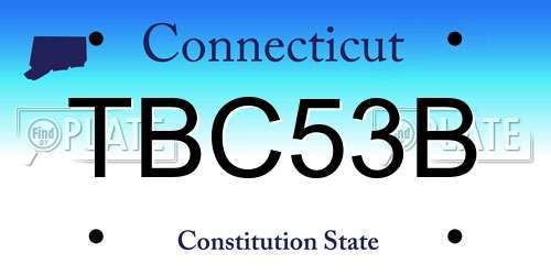 TBC53B Connecticut License Plate