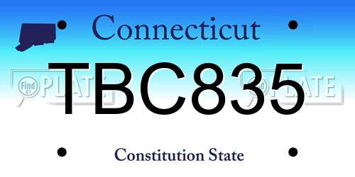 TBC835 Connecticut License Plate