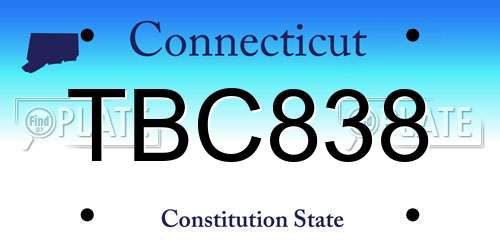 TBC838 Connecticut License Plate