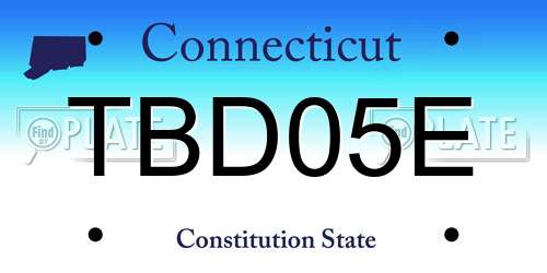 TBD05E Connecticut License Plate