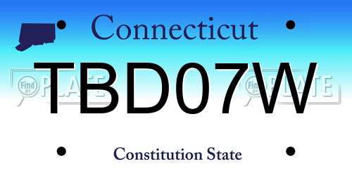 TBD07W Connecticut License Plate