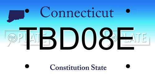 TBD08E Connecticut License Plate