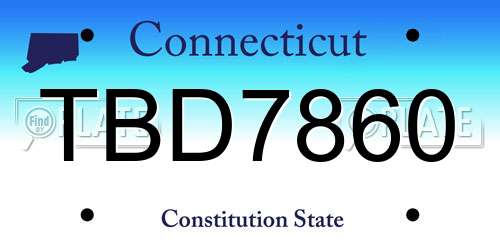 TBD7860 Connecticut License Plate