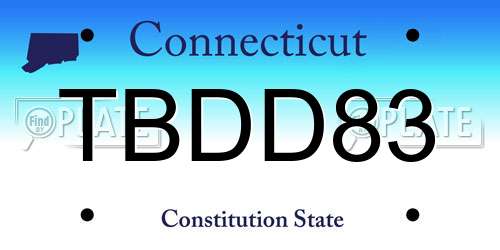 TBDD83 Connecticut License Plate