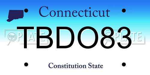 TBDO83 Connecticut License Plate