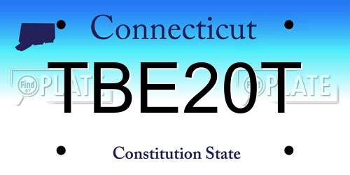 TBE20T Connecticut License Plate
