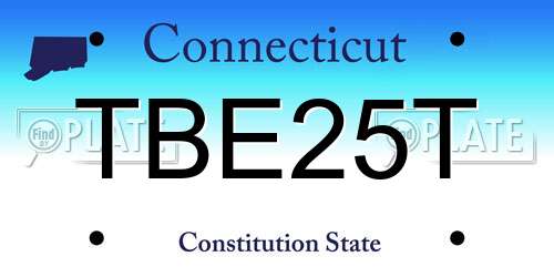 TBE25T Connecticut License Plate