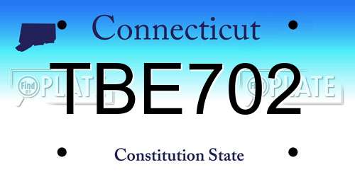 TBE702 Connecticut License Plate
