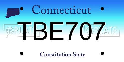 TBE707 Connecticut License Plate