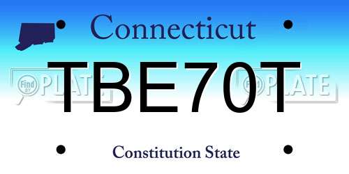 TBE70T Connecticut License Plate