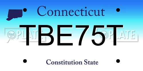 TBE75T Connecticut License Plate