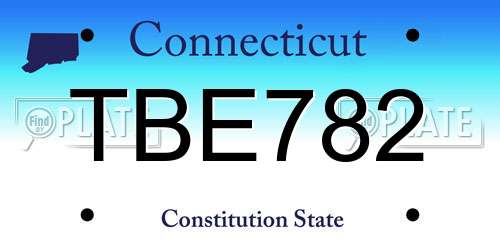 TBE782 Connecticut License Plate