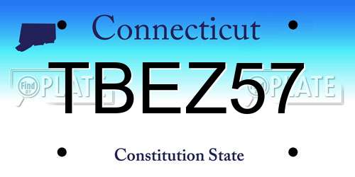 TBEZ57 Connecticut License Plate