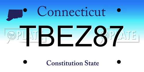TBEZ87 Connecticut License Plate
