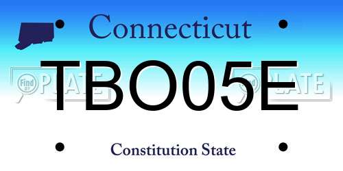 TBO05E Connecticut License Plate