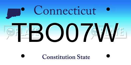TBO07W Connecticut License Plate