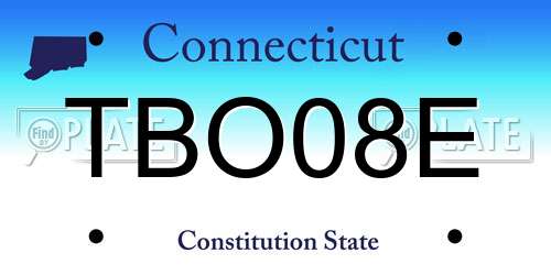 TBO08E Connecticut License Plate