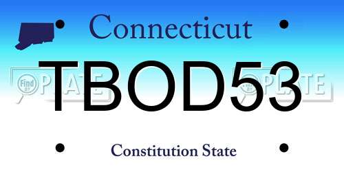 TBOD53 Connecticut License Plate