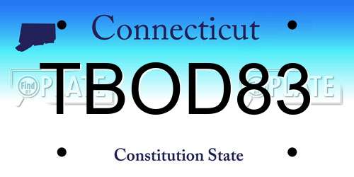 TBOD83 Connecticut License Plate