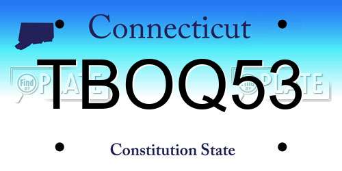 TBOQ53 Connecticut License Plate
