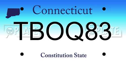 TBOQ83 Connecticut License Plate