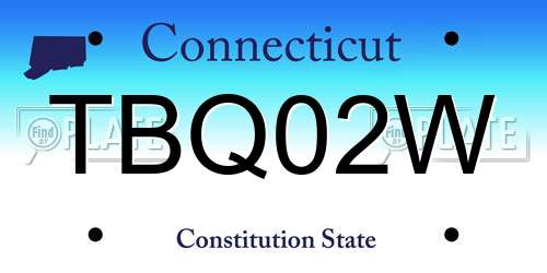 TBQ02W Connecticut License Plate