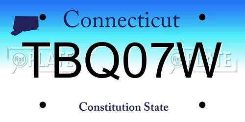 TBQ07W Connecticut License Plate