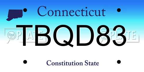 TBQD83 Connecticut License Plate