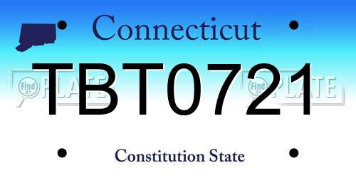TBT0721 Connecticut License Plate