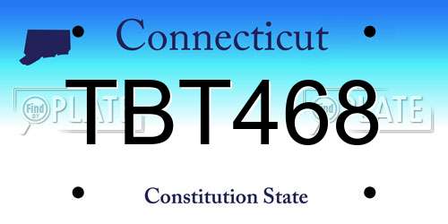 TBT468 Connecticut License Plate