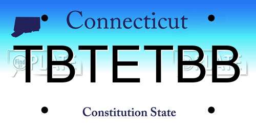 TBTETBB Connecticut License Plate