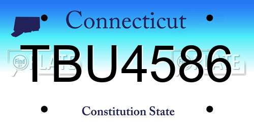 TBU4586 Connecticut License Plate