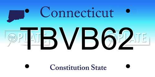 TBVB62 Connecticut License Plate