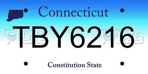 TBY6216 Connecticut License Plate