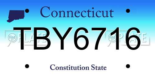 TBY6716 Connecticut License Plate