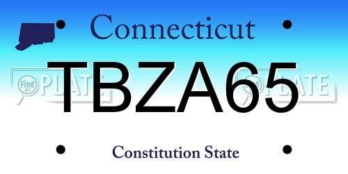 TBZA65 Connecticut License Plate
