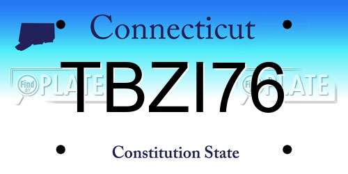TBZI76 Connecticut License Plate
