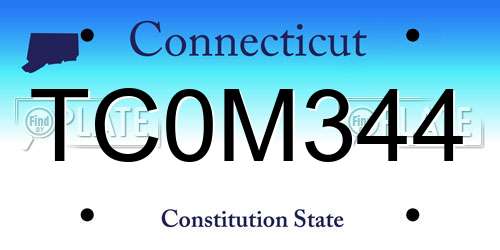 TC0M344 Connecticut License Plate