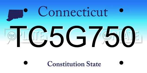 TC5G750 Connecticut License Plate