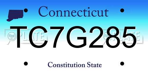 TC7G285 Connecticut License Plate