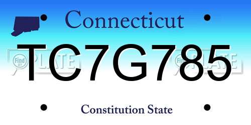TC7G785 Connecticut License Plate