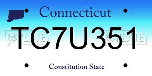 TC7U351 Connecticut License Plate
